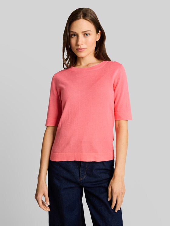 Cotton knitted jumper - soft coral pink