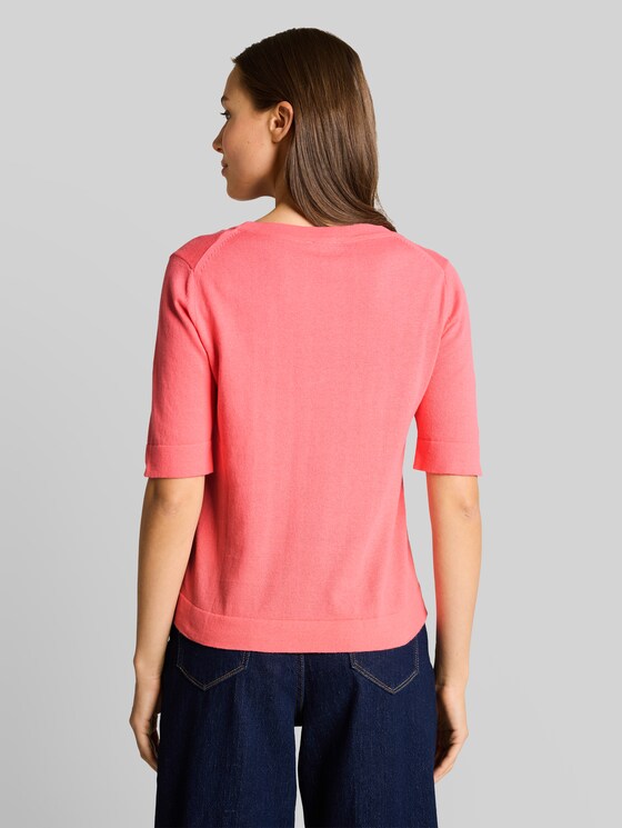 Cotton knitted jumper - soft coral pink