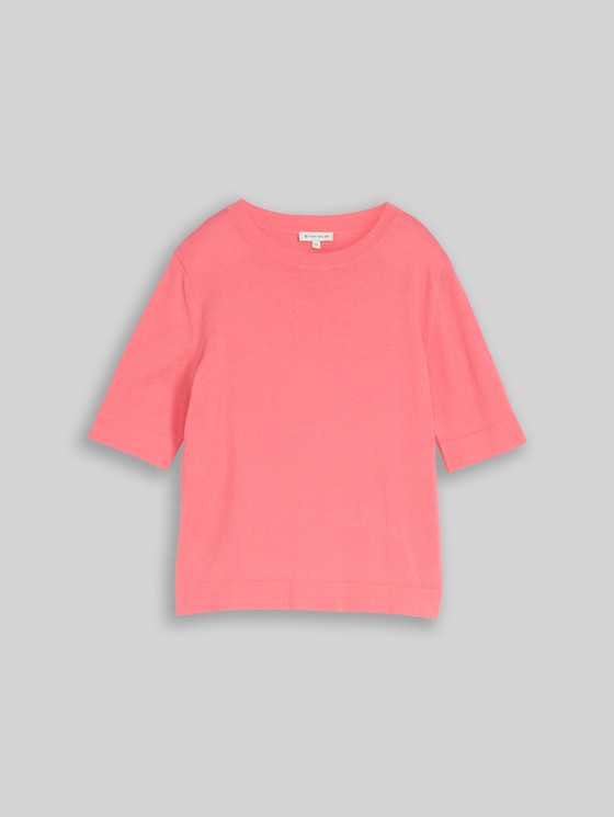 Cotton knitted jumper - soft coral pink