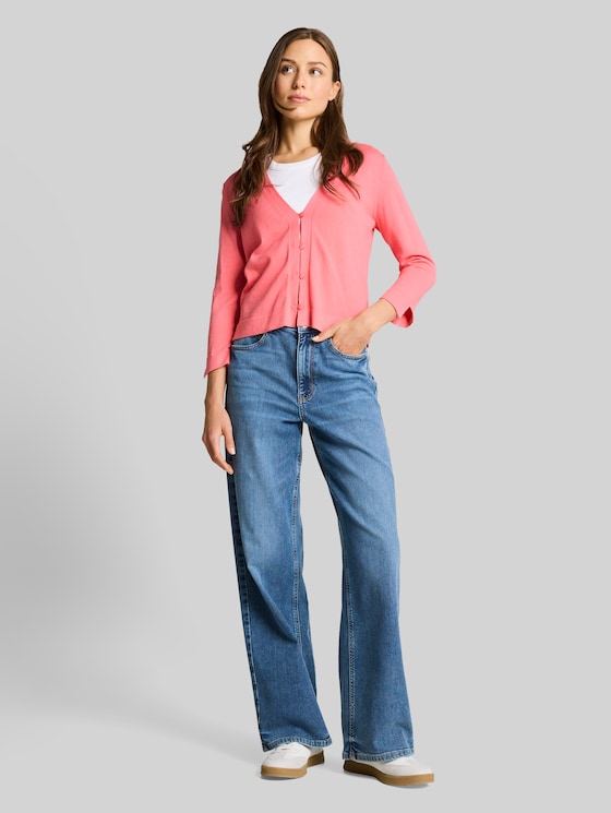 Cotton cardigan - soft coral pink