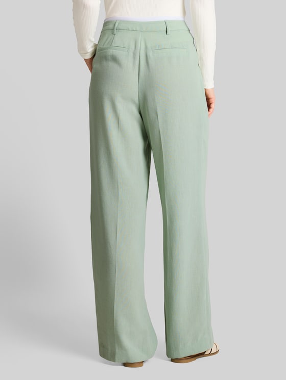 Wide-leg trousers with a 2-in-1 look - light matcha green