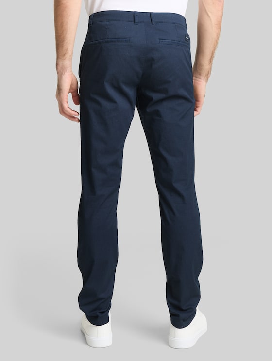 TTTRAVIS SLIM Chino Trousers - navy mini geometric print