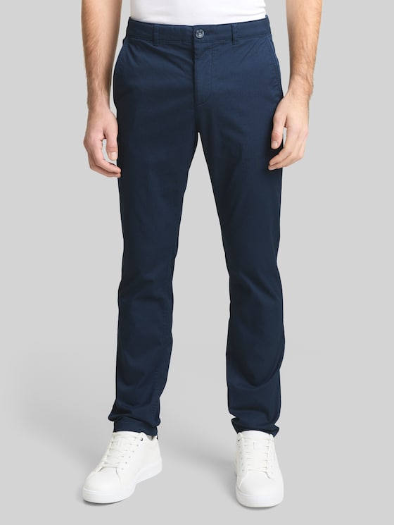 TTTRAVIS SLIM Chino Trousers - navy mini geometric print