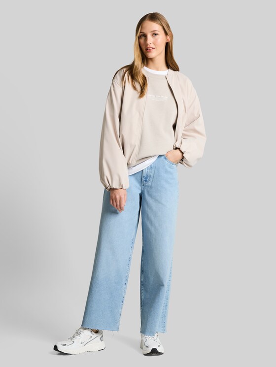 Culotte jeans with recycled cotton - Used Light Stone Blue Denim