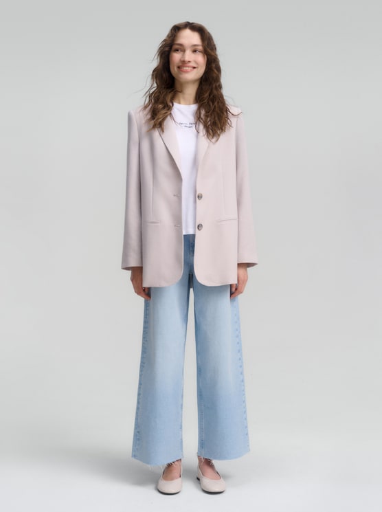 Culotte jeans with recycled cotton - Used Light Stone Blue Denim