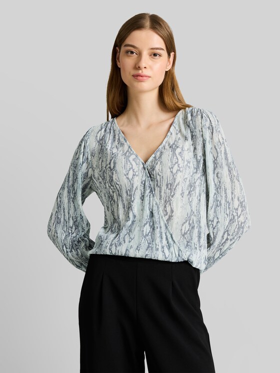 Crinkle wrap blouse with snake print - faded snake print