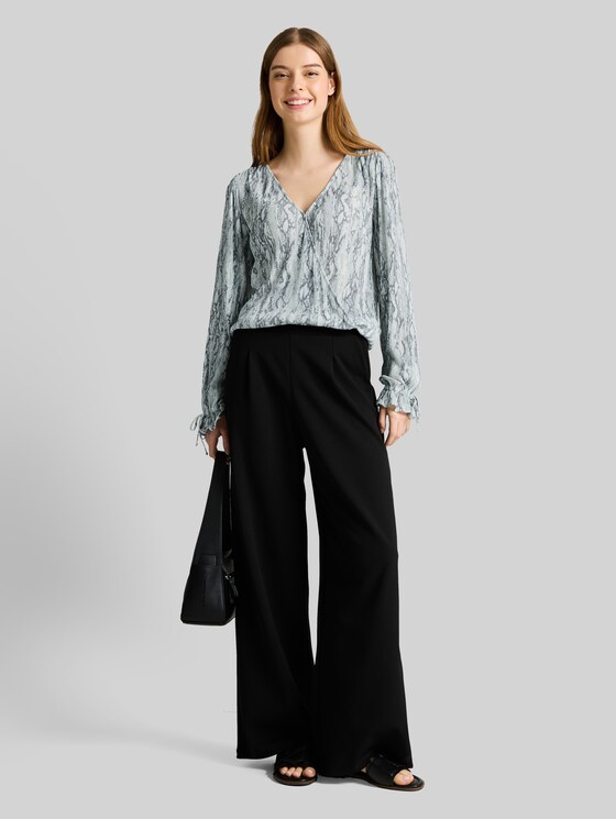 Crinkle wrap blouse with snake print - faded snake print