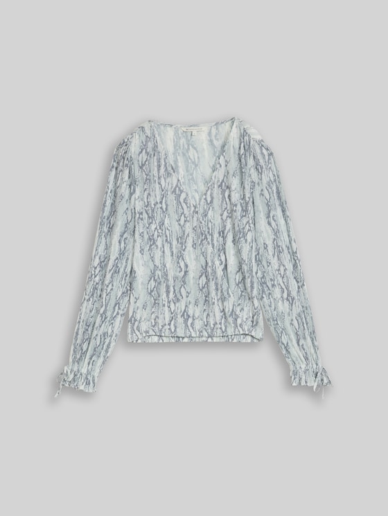Crinkle wrap blouse with snake print - faded snake print