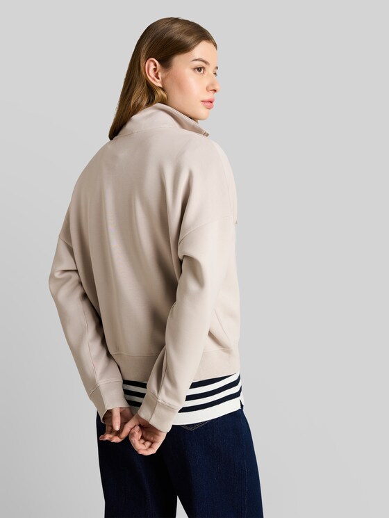 Loose fit troyer sweatshirt made from scuba fabric - cloud grey