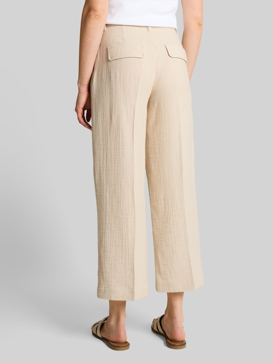 Culotte trousers with linen content - sand stone beige melange