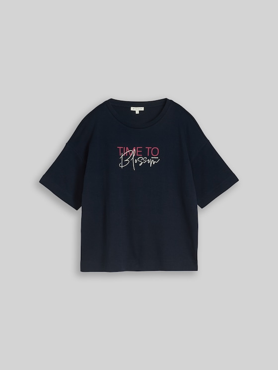 T-shirt with lettering - sky captain blue