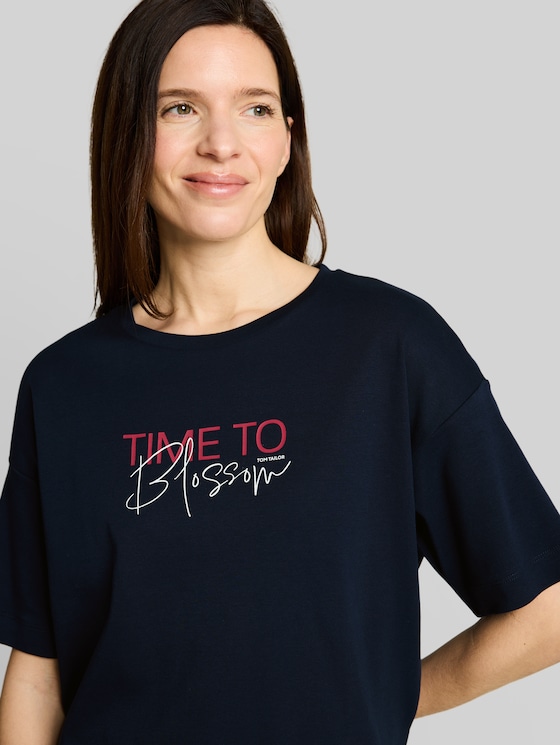 T-shirt with lettering - sky captain blue