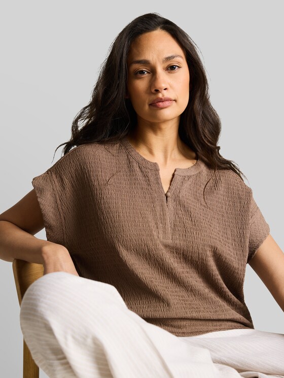 Crinkled T-shirt - taupe grey