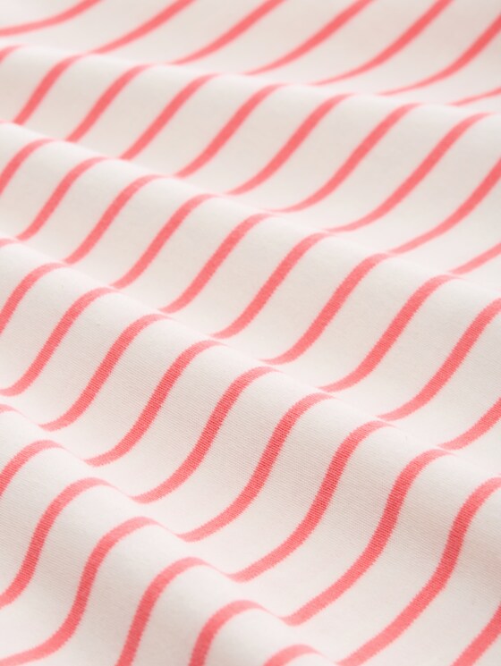 Oversize T-shirt with stripe pattern - white coral irregular stripe