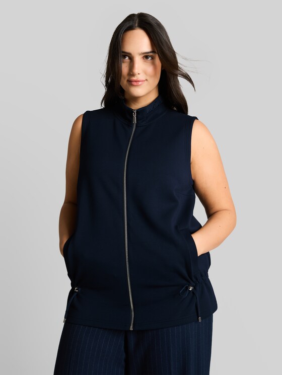 Plus Size - scuba sweat vest with stand-up collar - sky captain blue