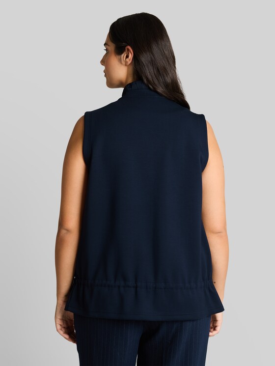 Plus Size - scuba sweat vest with stand-up collar - sky captain blue