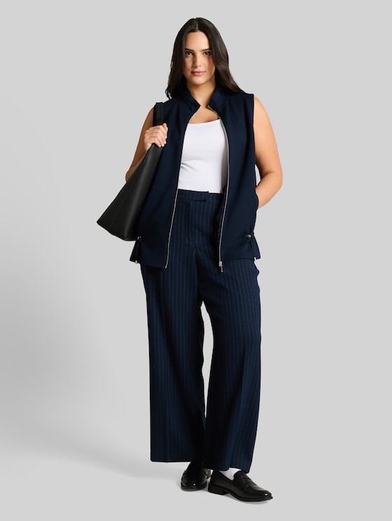 Plus Size - scuba sweat vest with stand-up collar - sky captain blue