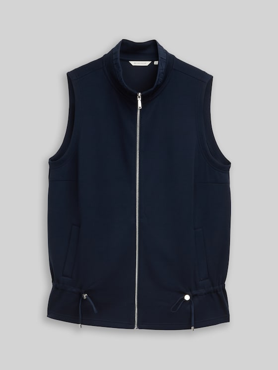 Plus Size - scuba sweat vest with stand-up collar - sky captain blue