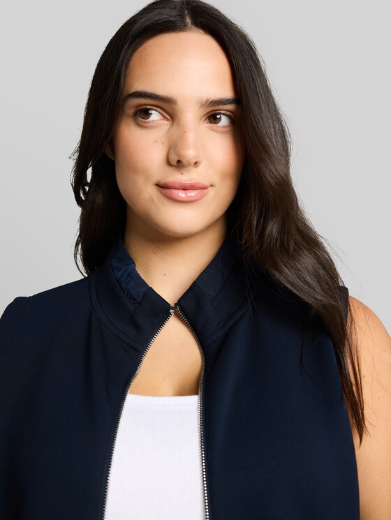 Plus Size - scuba sweat vest with stand-up collar - sky captain blue