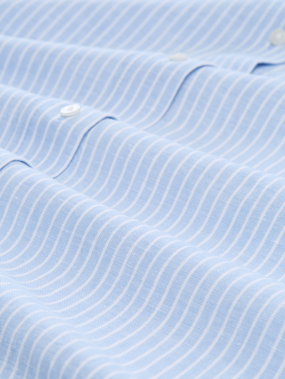 Plus Size - Blouse dress with linen content - fjord blue irregular stripe