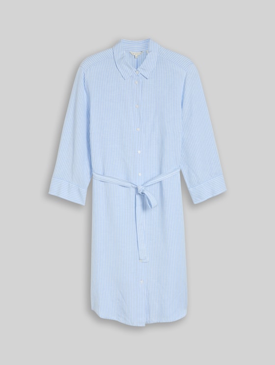 Plus Size - Blouse dress with linen content - fjord blue irregular stripe
