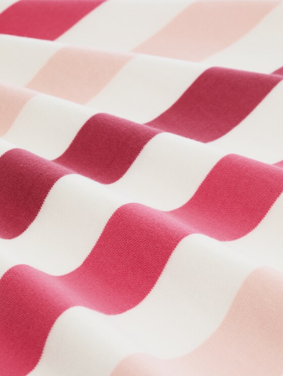 Plus Size - cotton T-shirt - coral offwhite stripe
