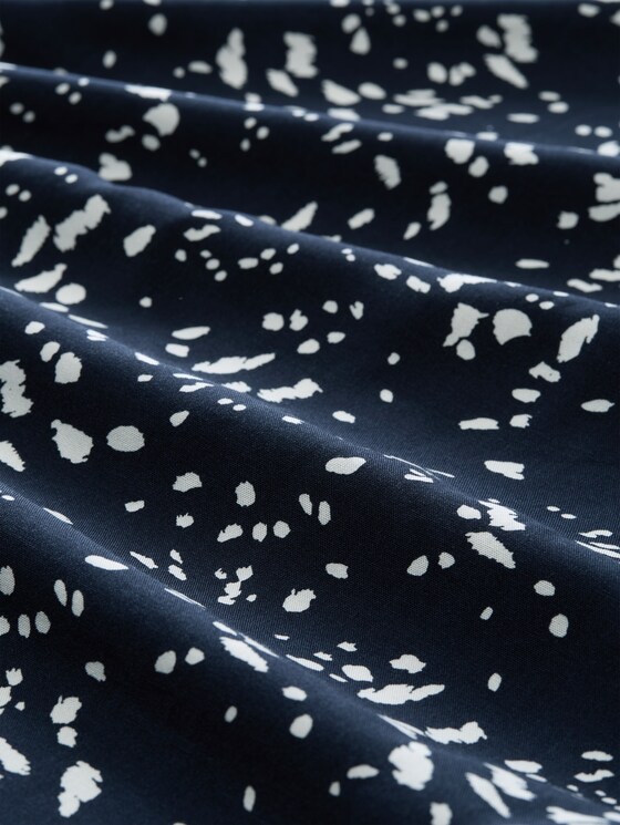 Plus Size - T-shirt in a mix of materials - navy dot
