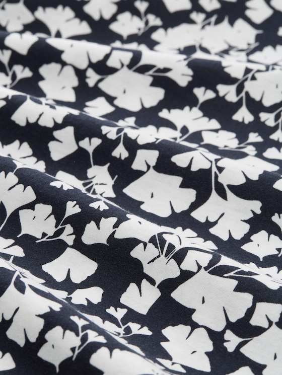 Plus Size - long-sleeved shirt with pattern - blue ginkgo minimal