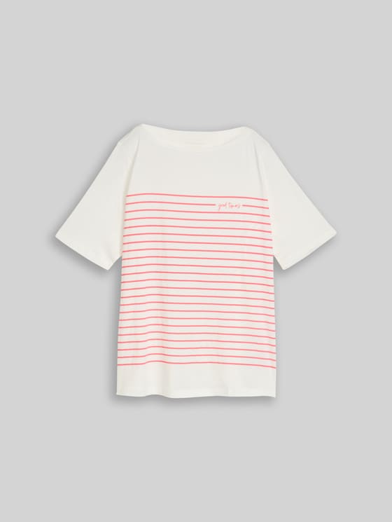 Plus Size - T-shirt with striped pattern - Whisper White