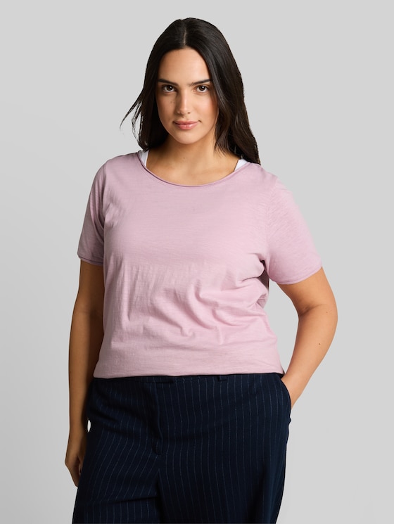 Plus Size - cotton T-shirt - light elderberry