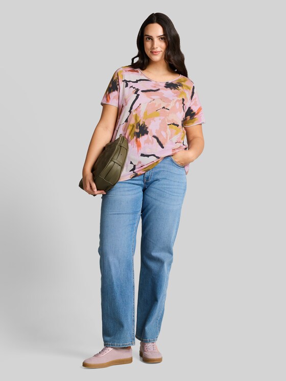 Plus Size - cotton T-shirt - big abstract flower print