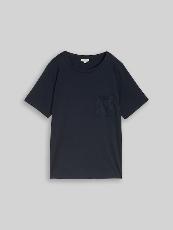 Plus Size - boxy fit T-shirt with breast pocket - sky captain blue