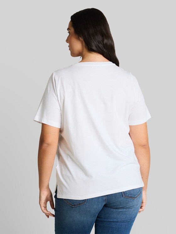 Plus Size - boxy fit T-shirt with breast pocket - White