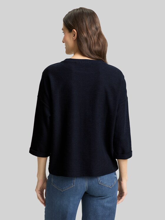 Long-sleeved top with a striped pattern - navy blue offwhite stripe