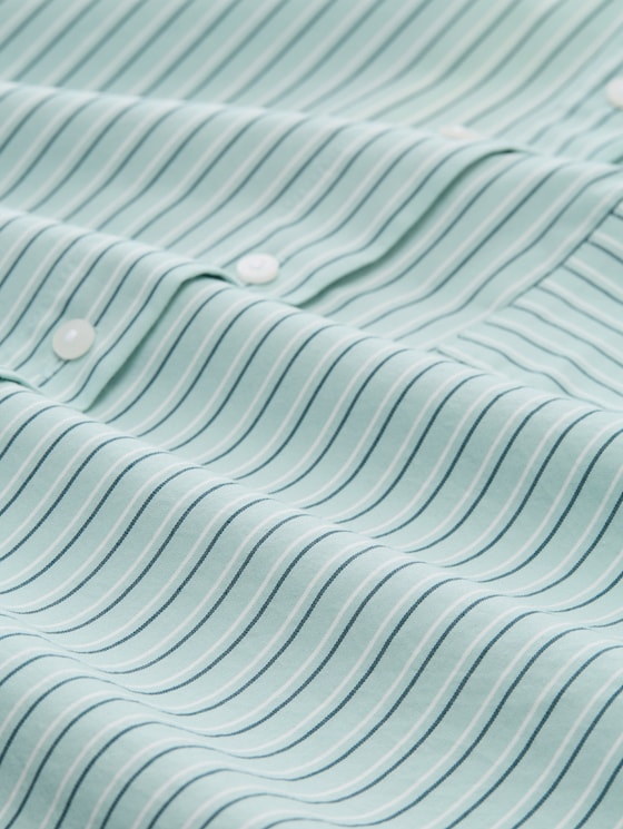Plus Size – oversized shirt blouse with heart embroidery - blue haze irregular stripe