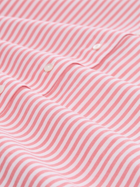 Plus Size - shirt blouse with striped pattern - soft coral white thin stripe