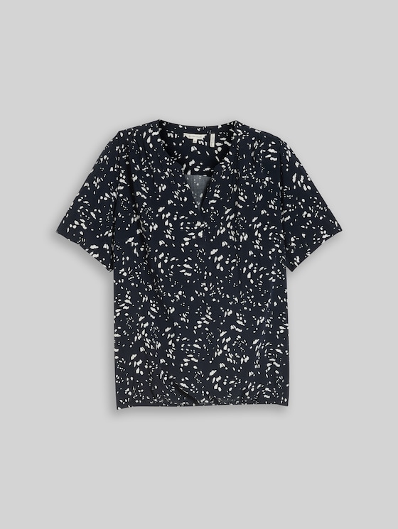 Plus Size – Patterned Blouse - navy dot