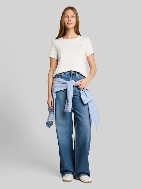 T-shirt with embroidery - off white