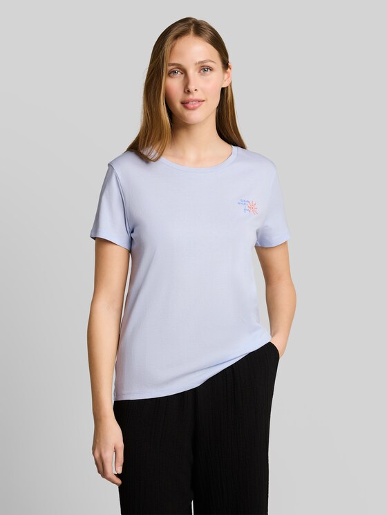 T-shirt with embroidery - mountain sky blue