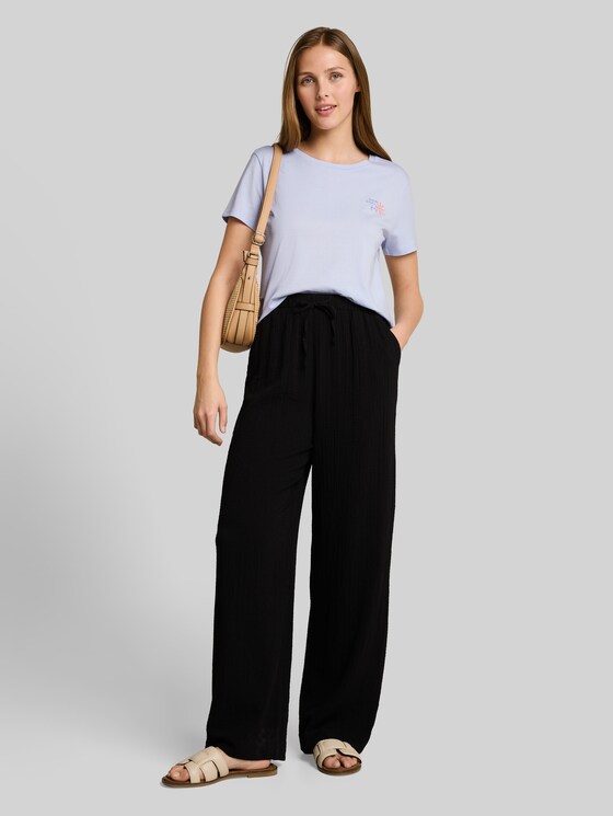 T-shirt with embroidery - mountain sky blue