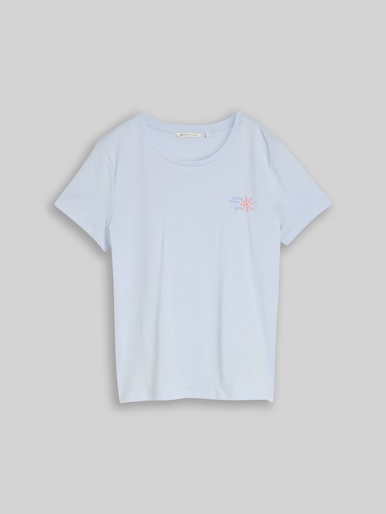 T-shirt with embroidery - mountain sky blue