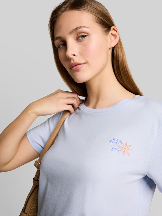 T-shirt with embroidery - mountain sky blue