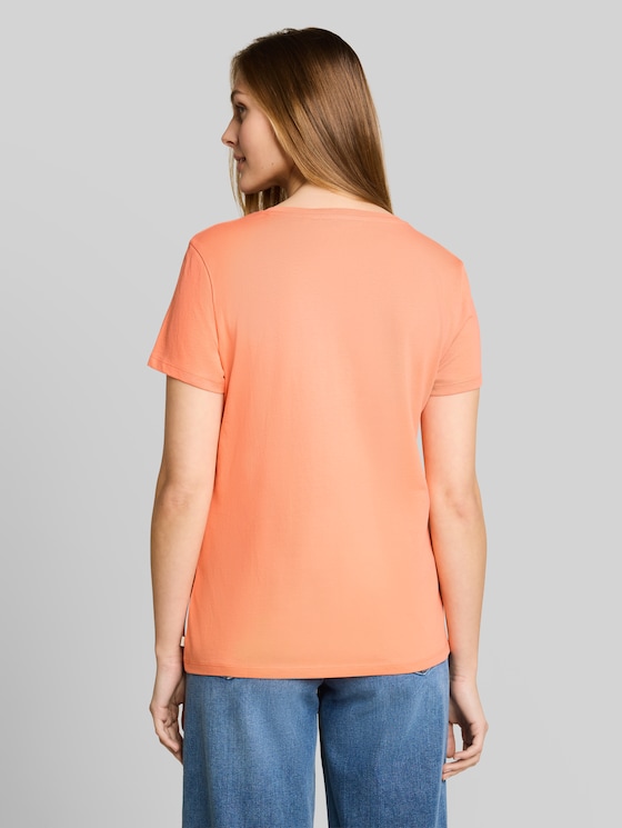 T-shirt with embroidery - bright coral