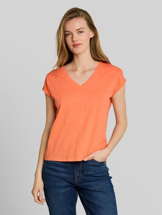 Cotton T-shirt - bright coral
