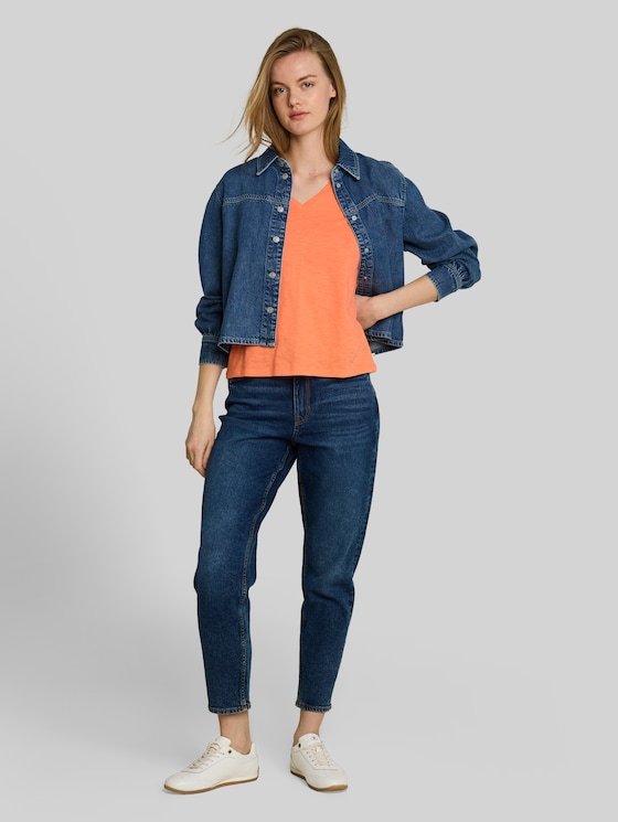 Cotton T-shirt - bright coral