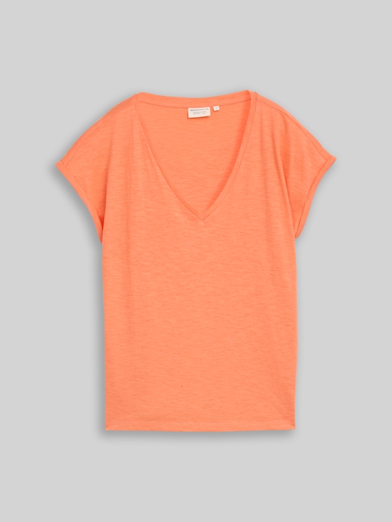 Cotton T-shirt - bright coral