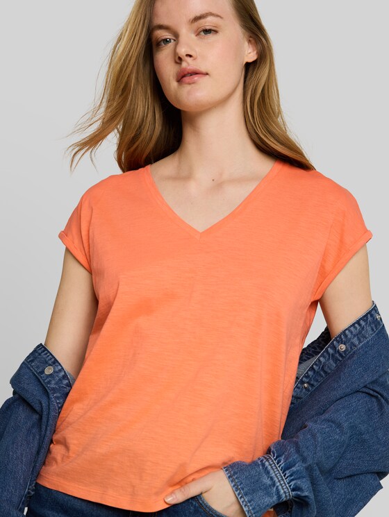 Cotton T-shirt - bright coral