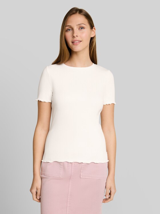 Slim-fit T-shirt with ribbed texture - off white