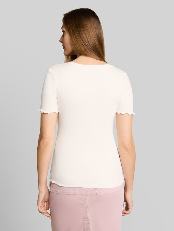 Slim-fit T-shirt with ribbed texture - off white