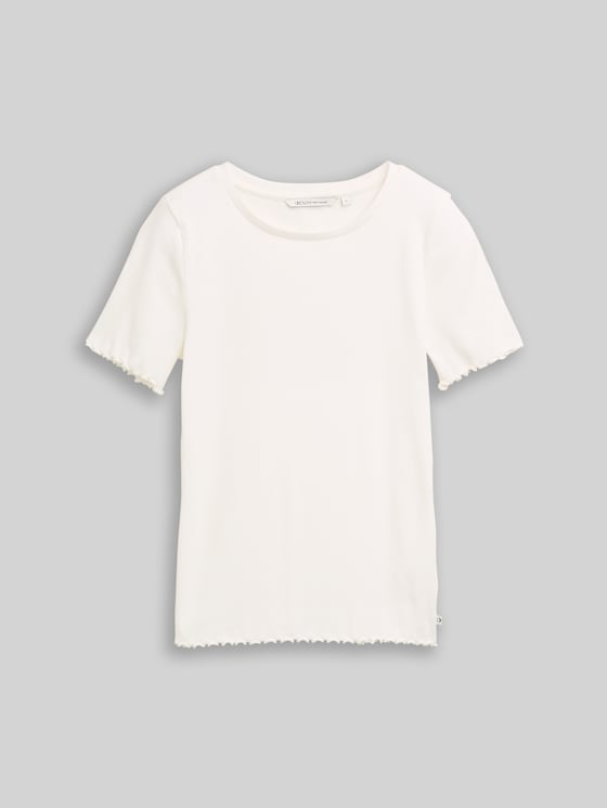 Slim-fit T-shirt with ribbed texture - off white
